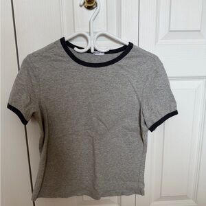 Ardene Heather Gray Tee with Black Accents